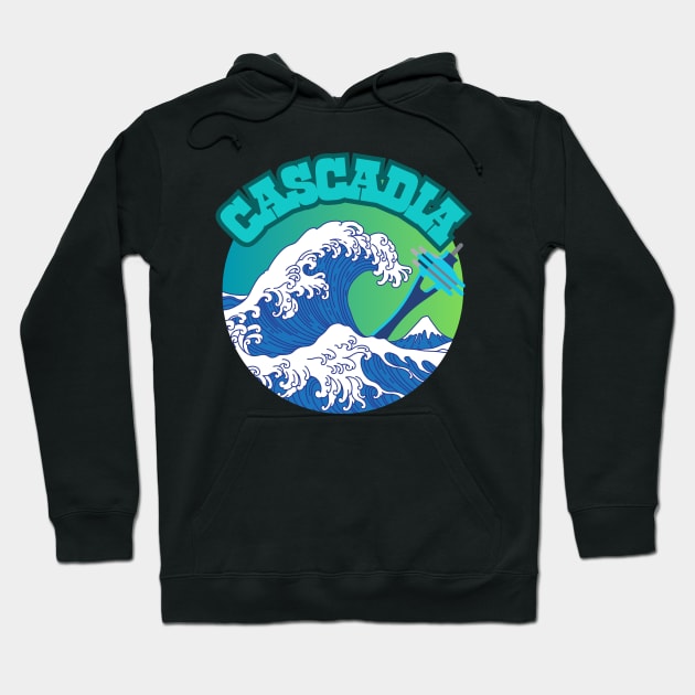 Cascadia. Retro Great Wave Style Hoodie by SwagOMart